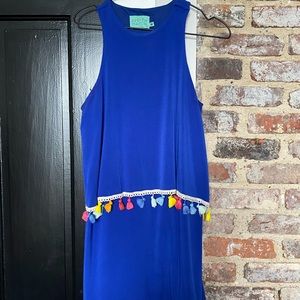 Blue & Colorful Tasseled Judith March Dress